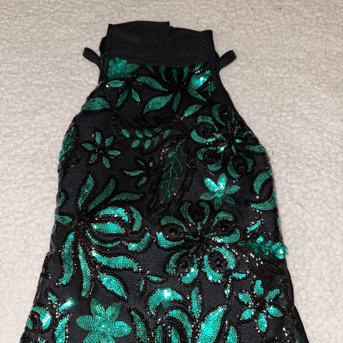 Costume Gallery Childs Black Green Sequin Dance Costume Size Small - Picture 3 of 10