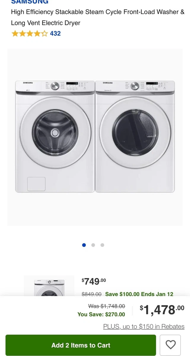 Samsung washer dryer set online