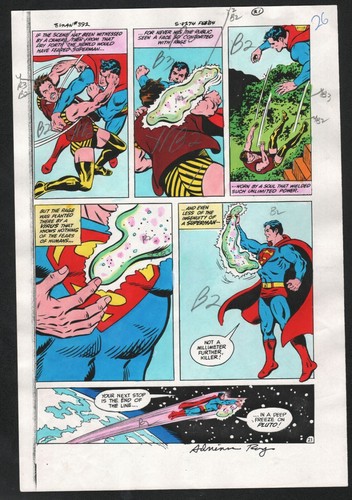 SUPERMAN 392 HANDKOLORIERTE COMIC PRODUKTIONSKUNST ADRIENNE ROY CURT SCHWAN PG 20 - Bild 3 von 4