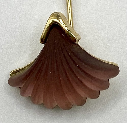 Whiting Davis Gold Tone Stick Pin Vintage Fashion Jewelry Shell/Fan Mauve - Picture 5 of 10