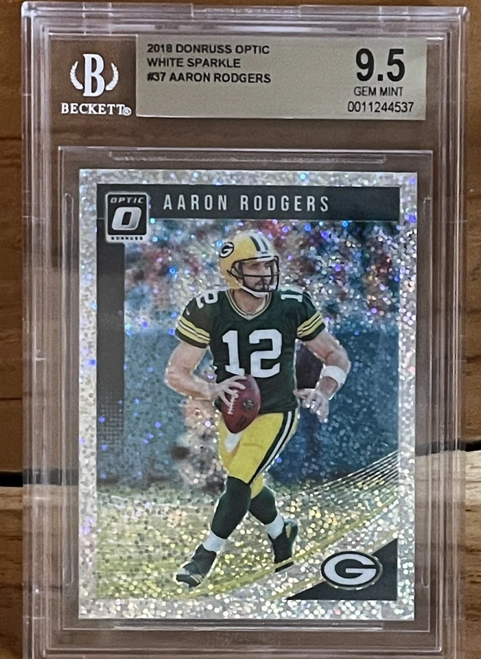 Pop 1 of 1🔥Aaron Rodgers 2018 Donruss OPTIC WHITE SPARKLE PRIZM /20 #37 BGS 9.5 - Image 4 of 4