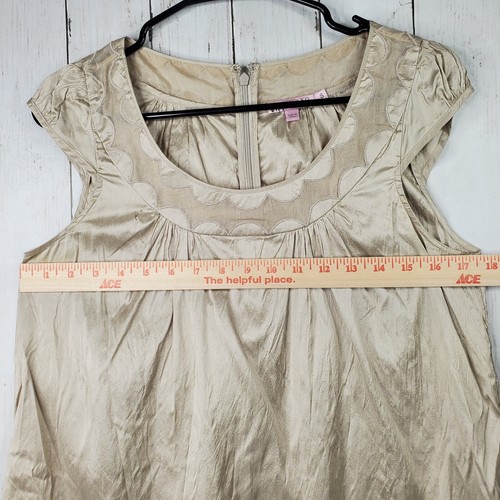 CALYPSO ST BARTH 100% Silk Light Gold Dress Short Cap Sleeve Women's Small GUC - Picture 11 of 11