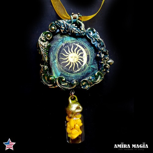 Jewelry Necklace Protective Talisman Pendant Magick Amulet Charm Sun Moon Urn