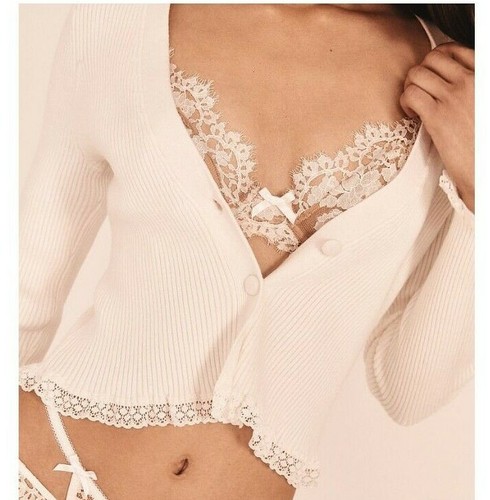 For Love & Lemons Medium Nina White Cardigan Victoria's Secret NWT NIP Bridal - Picture 6 of 11