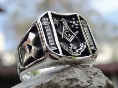 New Sterling Silver Masonic Ring Lodge Accent Freemason Masonry Handmade All Sz