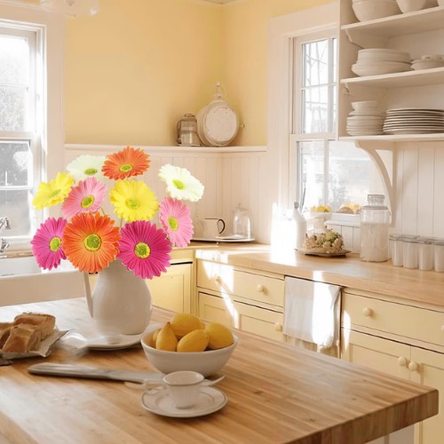 10 PCS ARTIFICIAL GERBERA DAISIES FLOWERS ARTIFICIAL DAISY BOUQUET FAKE DAISY ST - Picture 7 of 7