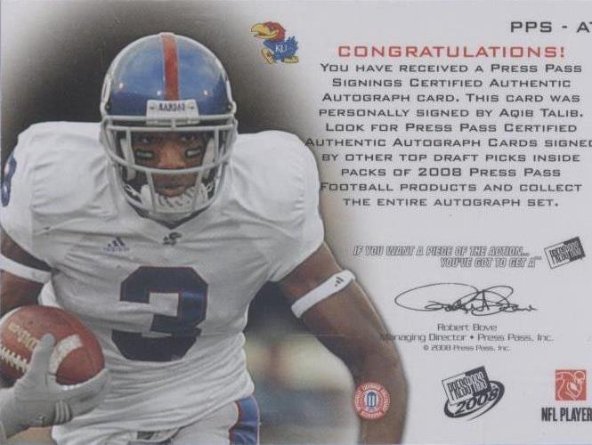 2008 Press Pass Aqib Talib #PPS-AT