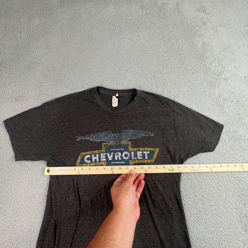 Chevrolet Shirt Mens Medium Distressed Logo USA Soft Spun Gray Logo - Picture 6 of 7
