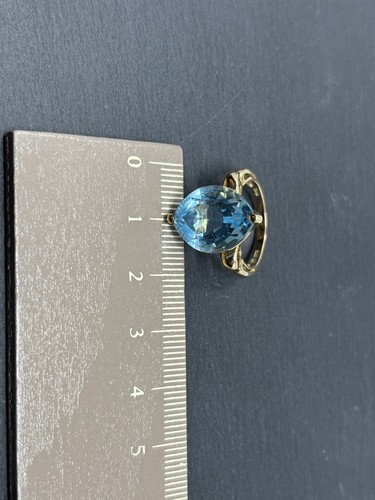 Gold Ring Gelbgold Blautopas Eisblau ca.15x10mm 9K/375 Damenring Gr.50 No.62 - Foto 8 di 11