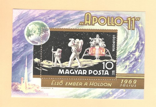 1969 UNGARN Scott # C295 { SPACE - APOLLO 11 } SOUVENIRBOGEN POSTFRISCH