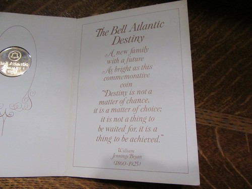 Jan 1984 Bell Atlantic/Bell System Divestiture Destiny Commemorative Coin W/Card - Picture 6 of 7