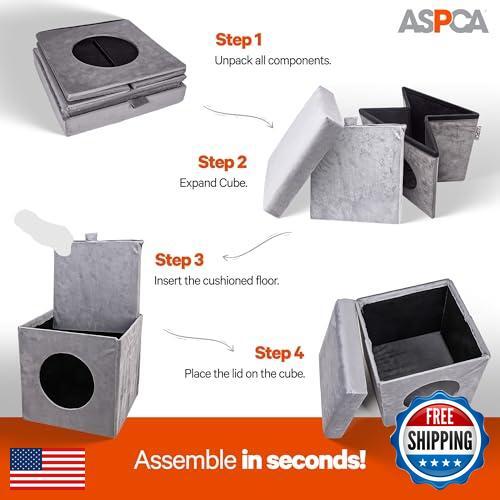 ASPCA Collapsible Felt Cat House - Cozy and Foldable Hideaway for Cats and Sm - Picture 3 of 4