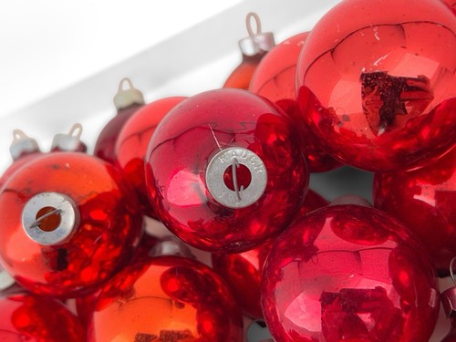 Vintage rote Quecksilber Weihnachtsschmuck Glühbirnen Rouch 1,5" - Bild 7 von 8