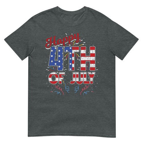 Fireworks Happy 4th Of July US Flag American 4th Of July T-Shirt - Picture 6 of 17