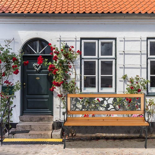 48" Patio Porch Garden Bench Cast Iron PVC Outdoor Chair Love Seats Park Benches