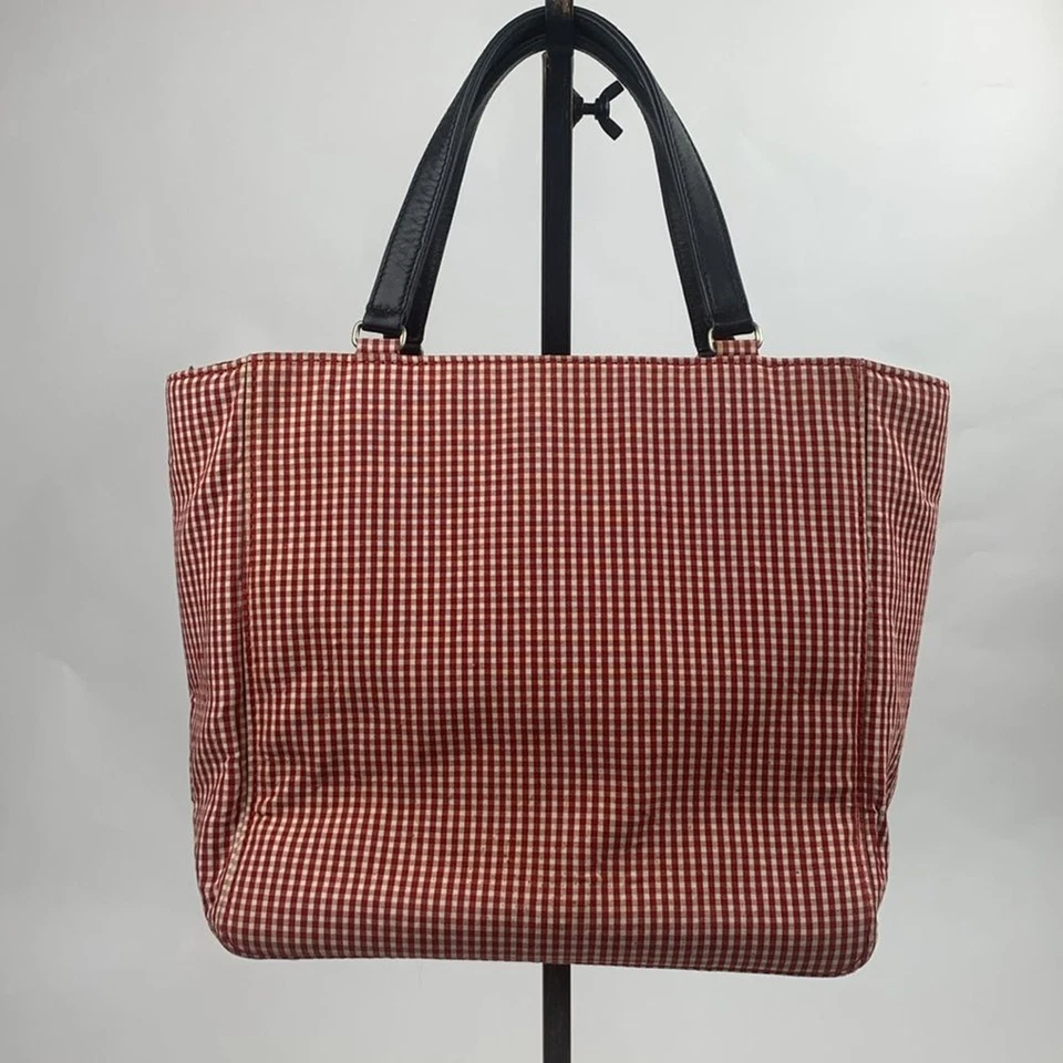 Kate Spade Vintage Rojo Blanco Cuadros Cartera Bolso Monedero Negro Forrado Bolsillos Foto 2 de 4