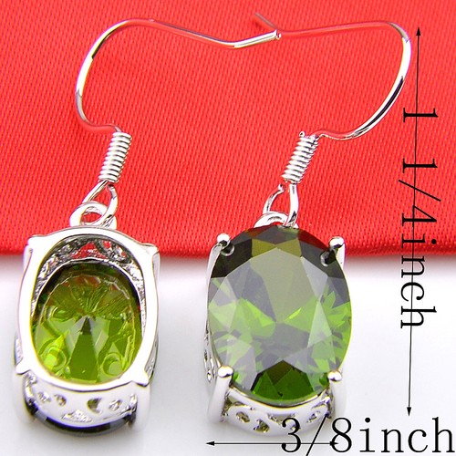 Xmas 3 Pcs 1 Lot Natural Oliver Peridot Gemstone Silver Pendant Earrings Rings - Picture 5 of 7