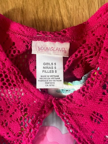 Girls Easter Spring Flower Dress Size 5 With Shrug Blue Pink - Picture 3 of 3