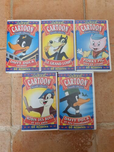 Lot 5 Anciennes Cassettes Vidéo Maxi Cartoon - Photo 1/3