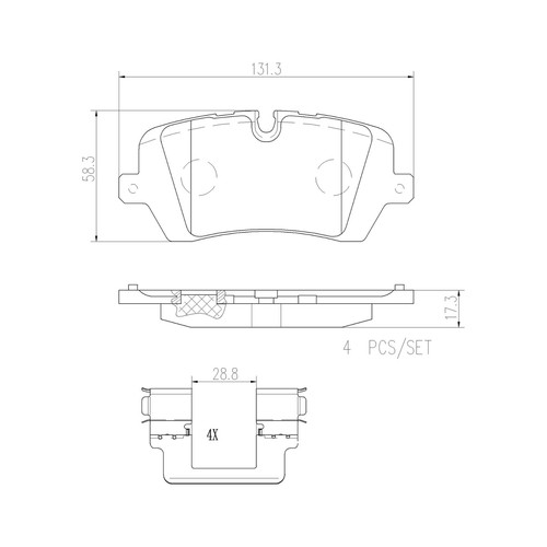 Brembo P44021N Performance Rear Ceramic Brake Pads Set Kit for 13-21 Range Rover - Picture 2 of 14
