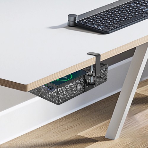 Under Desk Storage Organizer 0.3-2in Under Desk Storage Basket 360?? Rotatable - Picture 20 of 21