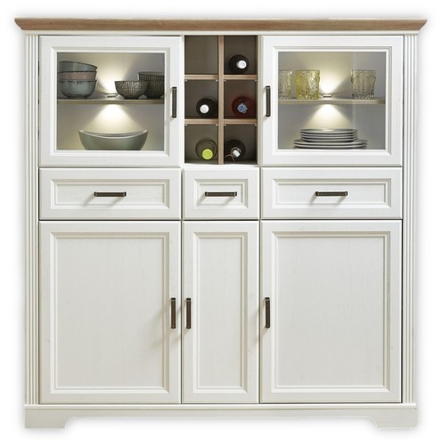 Highboard JASMIN Pinie weiß Nachbildung mit offenen Fächern - Bild 1 von 4