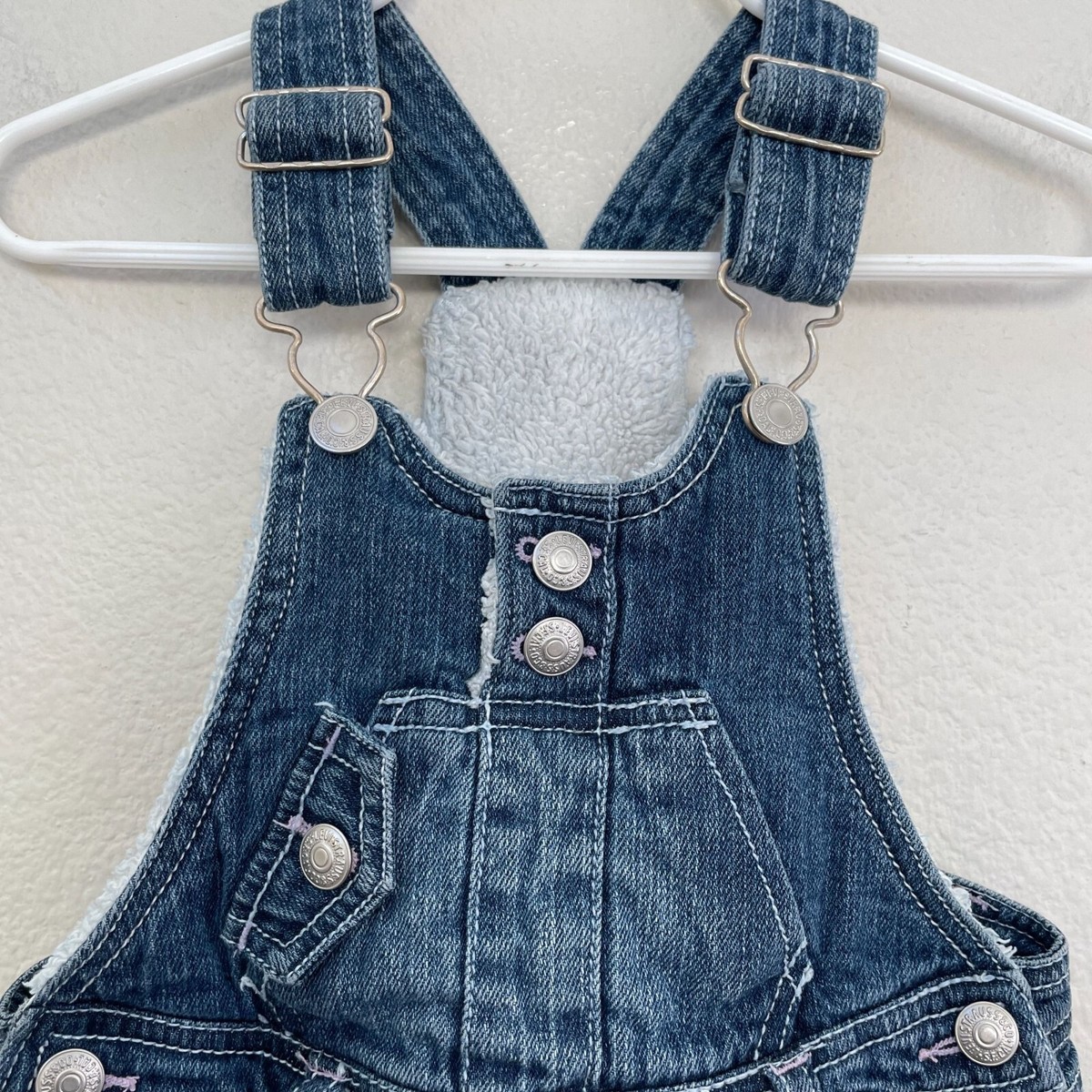 Levis Kids Toddler Girls 4T Denim Overall Dress Faux Fur
