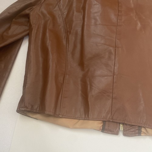 Chaqueta de cuero vintage años 70 Sears The Leather Shop talla 44 forro con cremallera marrón - Imagen 24 de 24