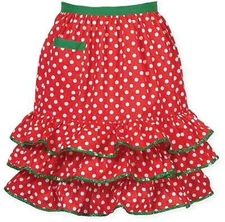 Kay Dee designs apron hostess Mrs Santa Claus red Christmas white dot f0119