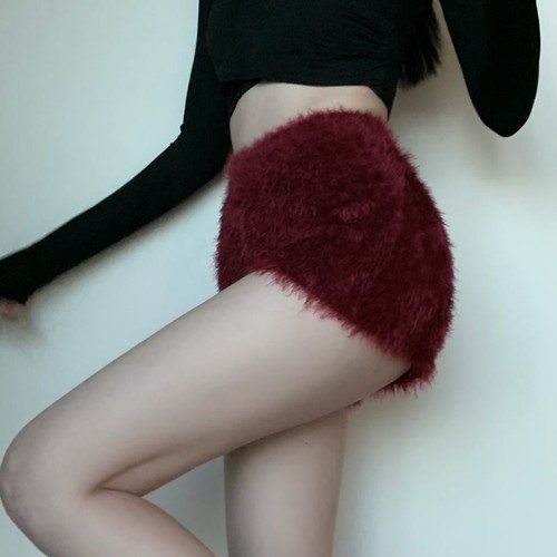 Lady Faux Mohair Shorts Clubwear Fluffy Furry High Waist Hot Pant Party Shorts - Picture 10 of 18