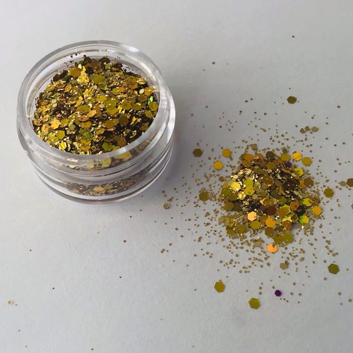 FESTIVAL FACE/BODY KIT 5ml GLUE  3 x 5g CHUNKY GLITTER MIX GOLD SILVER MULTI - Picture 3 of 4