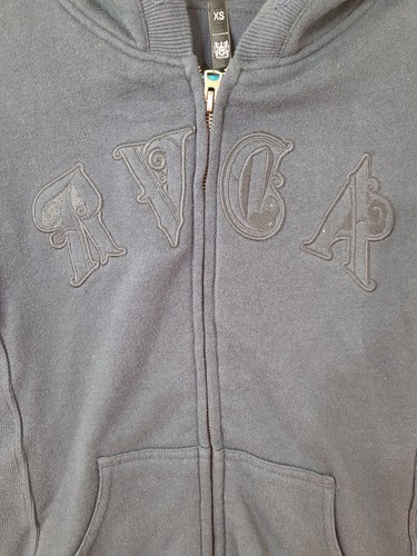 NEW RVCA Youth Girls XS Blue Broken English Zip Hooded Fleece Sweatshirt NWOT - Picture 6 of 15