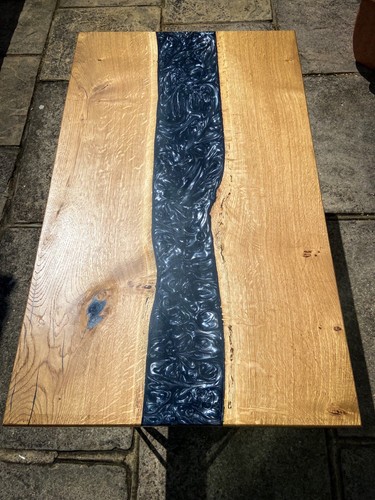Oak Wood Black River Coffee Table / River Coffee Table / River Table - Picture 2 of 9
