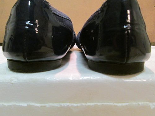 Lands End Navy Suede Ballett with Patent Leather Cap Toe Shoes Size 3M - Picture 5 of 7
