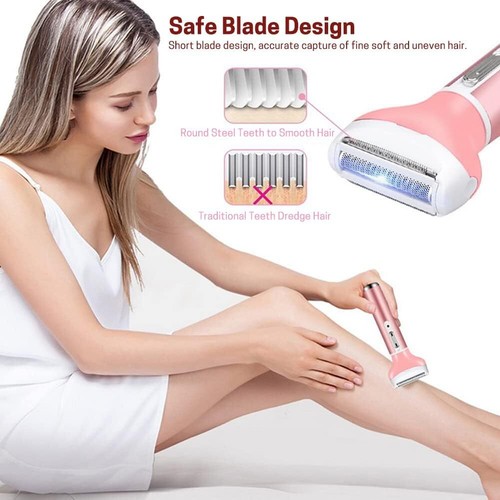 4 in 1 Wet & Dry Painless Rechargeable Lady Shaver Electric Razor for Women - Picture 8 of 20