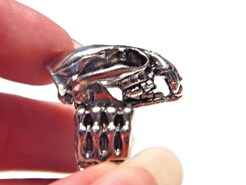 ANILLO UNISEX CALAVERA DE LEÓN articulado mandíbula gato animal plata metal motociclista punk talla 10 T3 - Imagen 6 de 12