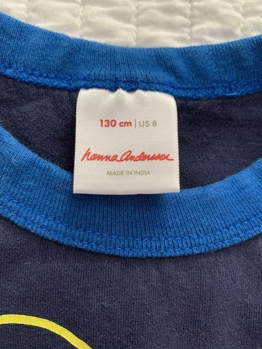 Hanna Andersson Boy’s SZ 8 Long Sleeve T-Shirt Blue Dinosaur Hat Winter Happy - Picture 5 of 9