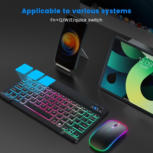 Wireless Keyboard And Mouse Backlit 7 Colors Key Board With 2 Light - Picture 5 of 14