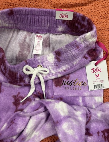 Justice Girl's Sz 10 M Cozy Tie-Dye Hacci Jogger Lilac Sweatpants Brand NEW - Picture 9 of 12