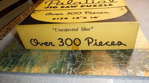 Vintage 1930's Palatial Jigsaw Puzzle "Unexpected Shot" Moose & Hunters Complete - Picture 9 of 21
