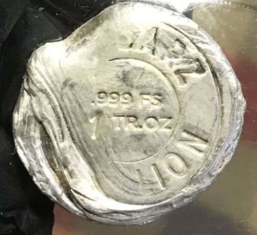 PLATA ARTE GRUESO REDONDO, MK BARZ, PLATA VERTIDA, SUELTO 1 oz .999 PLATA, ¡CALAVERA! - Imagen 2 de 9