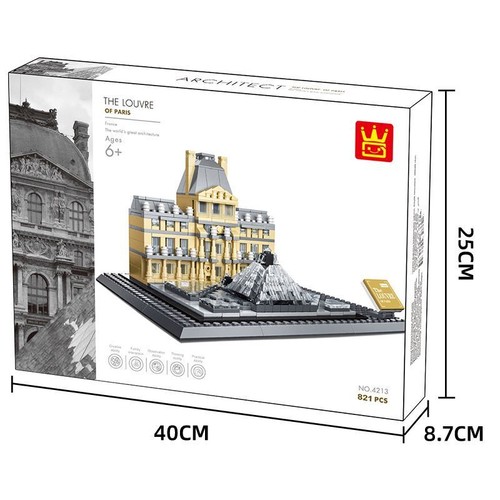 Paris Louvre Museum Bricks Set World Architecture Model Building Blocks 821PCS - Picture 2 of 18