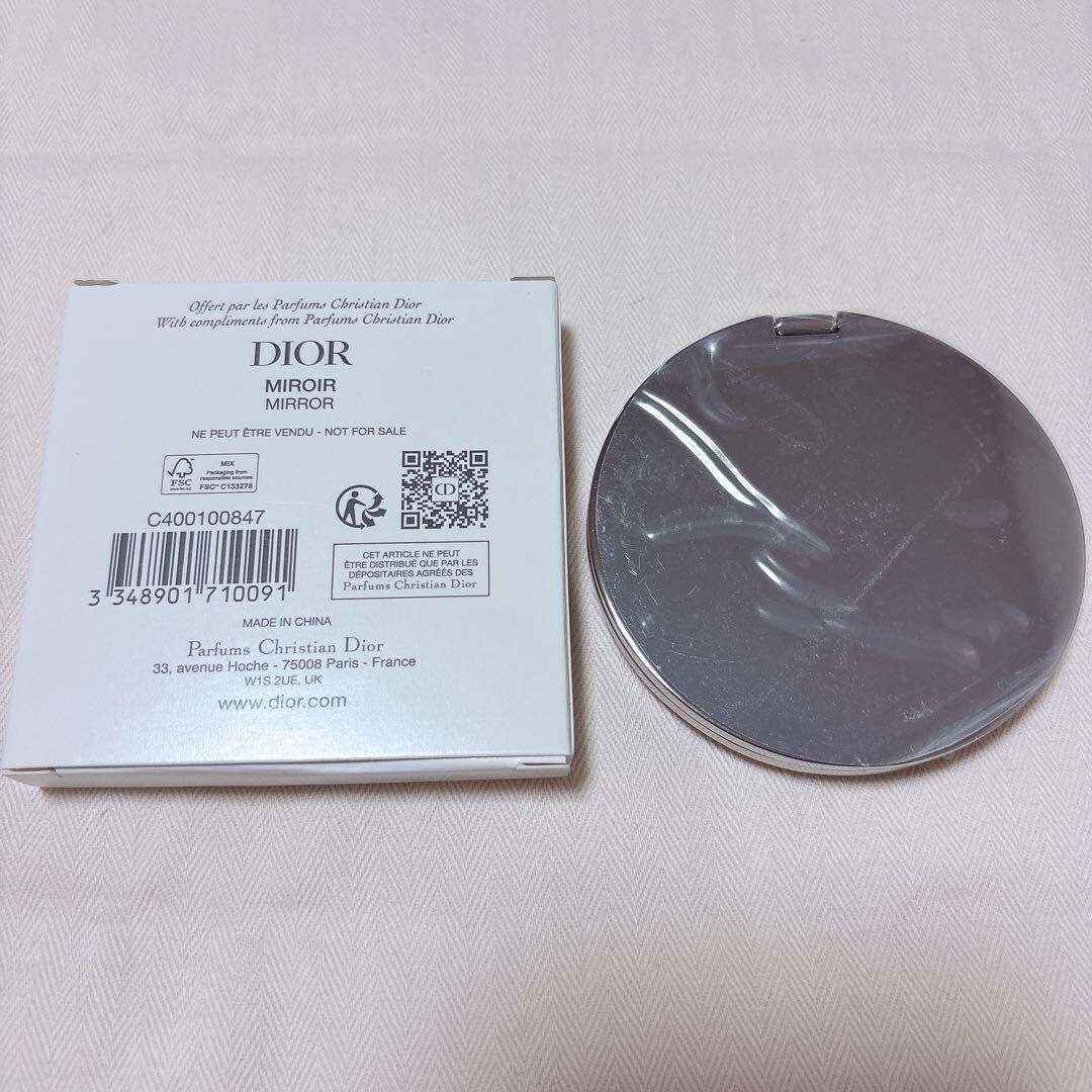 Christian Dior Mirror Compact Silver Circle Logo Double-side