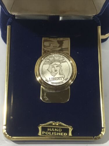 Statue Of Liberty Centennial 1886-1986 Silver & Gold Money Clip YS-732 - Picture 2 of 3