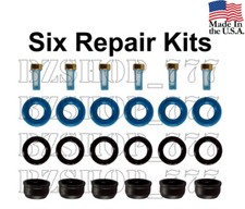 6X Fuel injector repair kit (seals Filters o-rings caps) for Chevy Buick Hummer