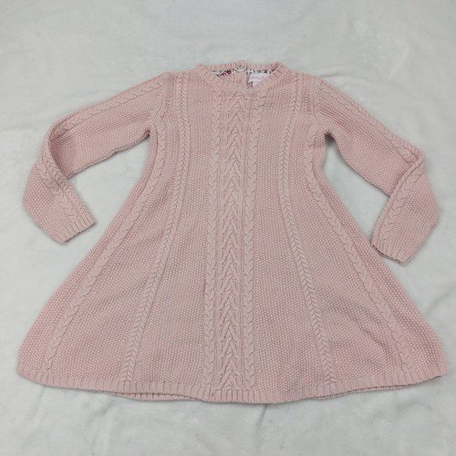TOMMY BAHAMA GIRLS PINK CABLE KNIT LONG SLEEVE COTTON BLEND SWEATER DRESS SIZE S - Picture 1 of 8