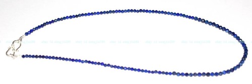 Silver Blue Lapis Lazuli 3mm Faceted Round Beads 16" Strand Necklace 16-28'' - Picture 12 of 12