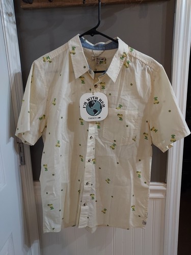  Neu mit Etikett😊Toad & Co Herren FLETCH Salt Happy Hour Print Ss Knopfleiste SHIRT Gr. M - Bild 1 von 5