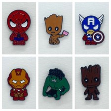 Set of 6 Marvel Character Enamel Pin Badges Spiderman Ironman Hulk Groot Capt. A