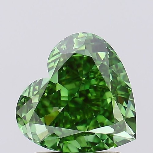 Heart Fancy Vivid Green 2.03 Cts VS1 Lab Grown CVD Diamond With Free Shipping - Picture 1 of 10